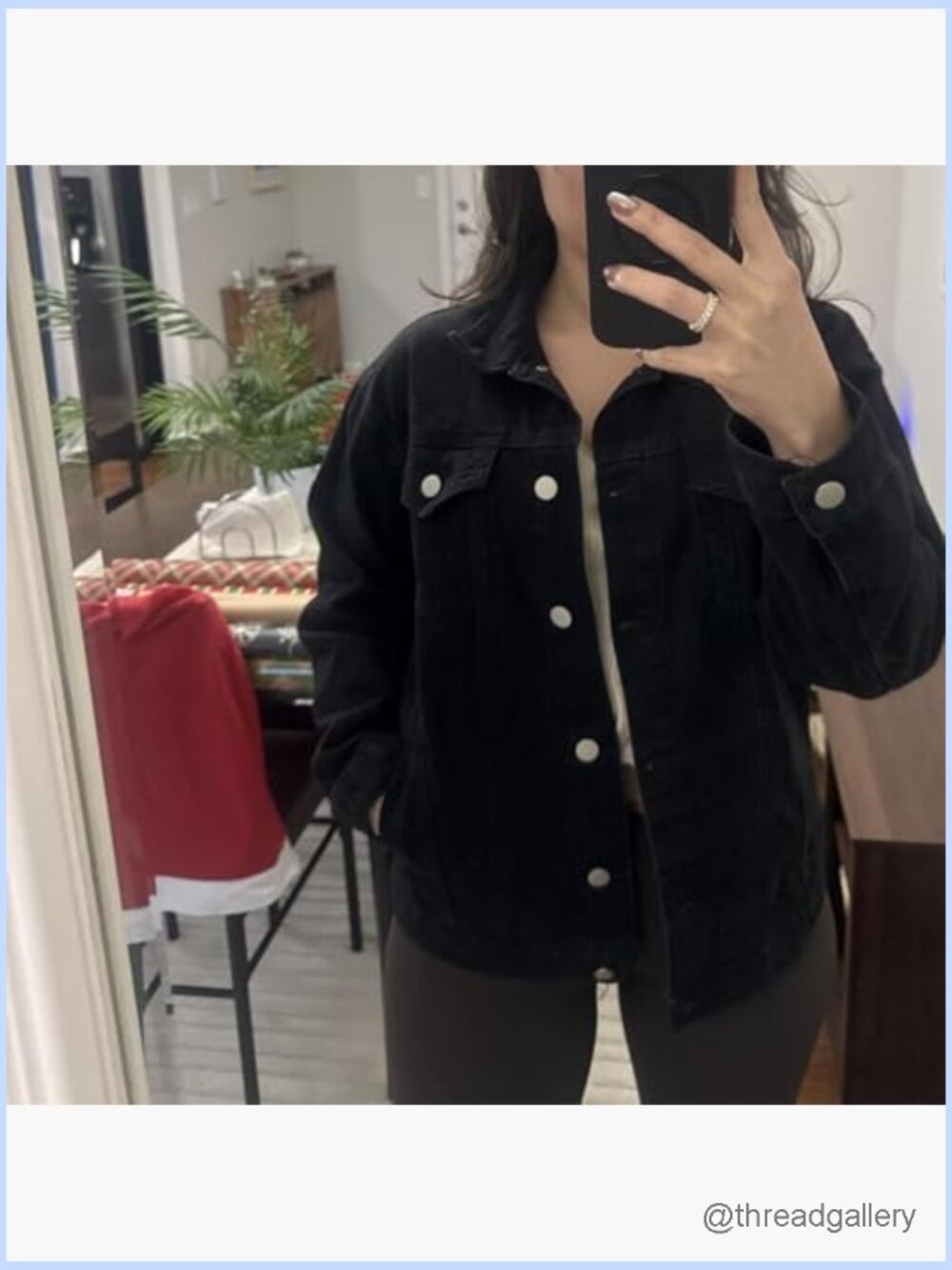 Oversized Distressed Long Sleeve Denim Trucker Jacket Coat with Pockets - Picture 5 of 7